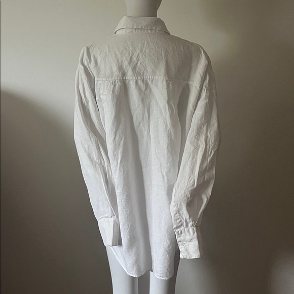 Reformation Andy Oversized Long Sleeve Button-Up Shirt White - Picture 9 of 13